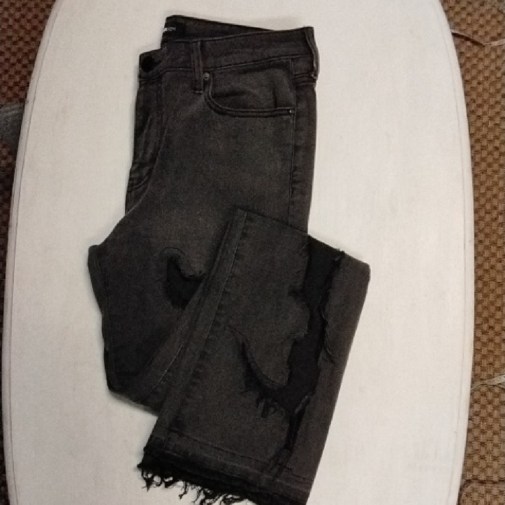 NovaMen Edgy Charcoal Distressed Ankle Jeans